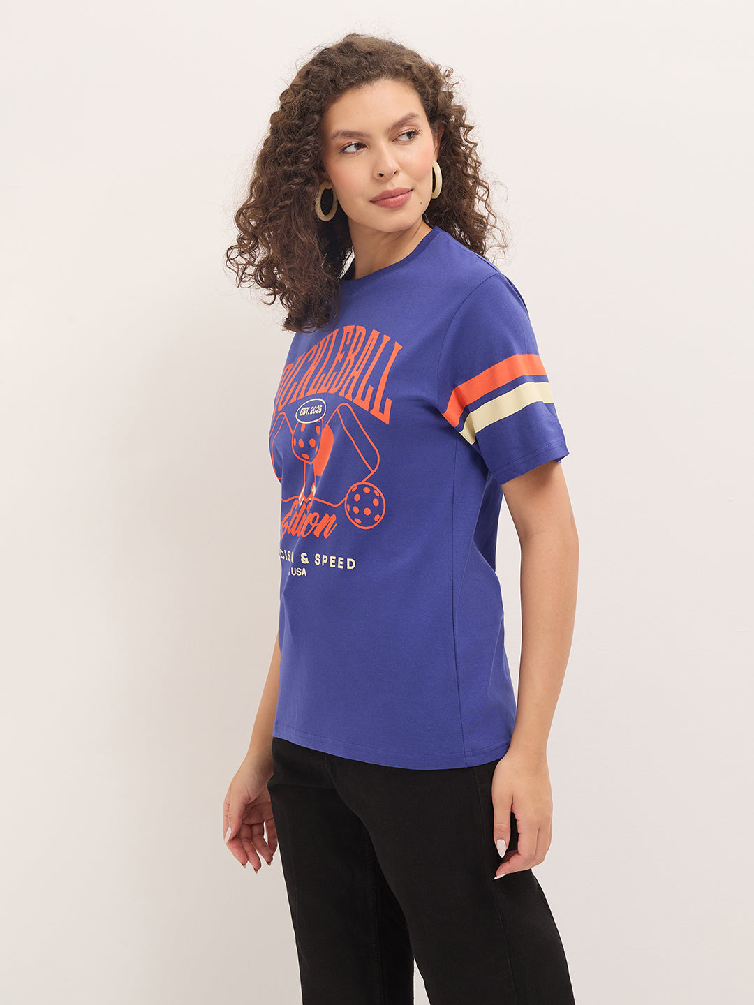 Womens Half Sleeve Round Neck Printed Oversized Fit Tshirts