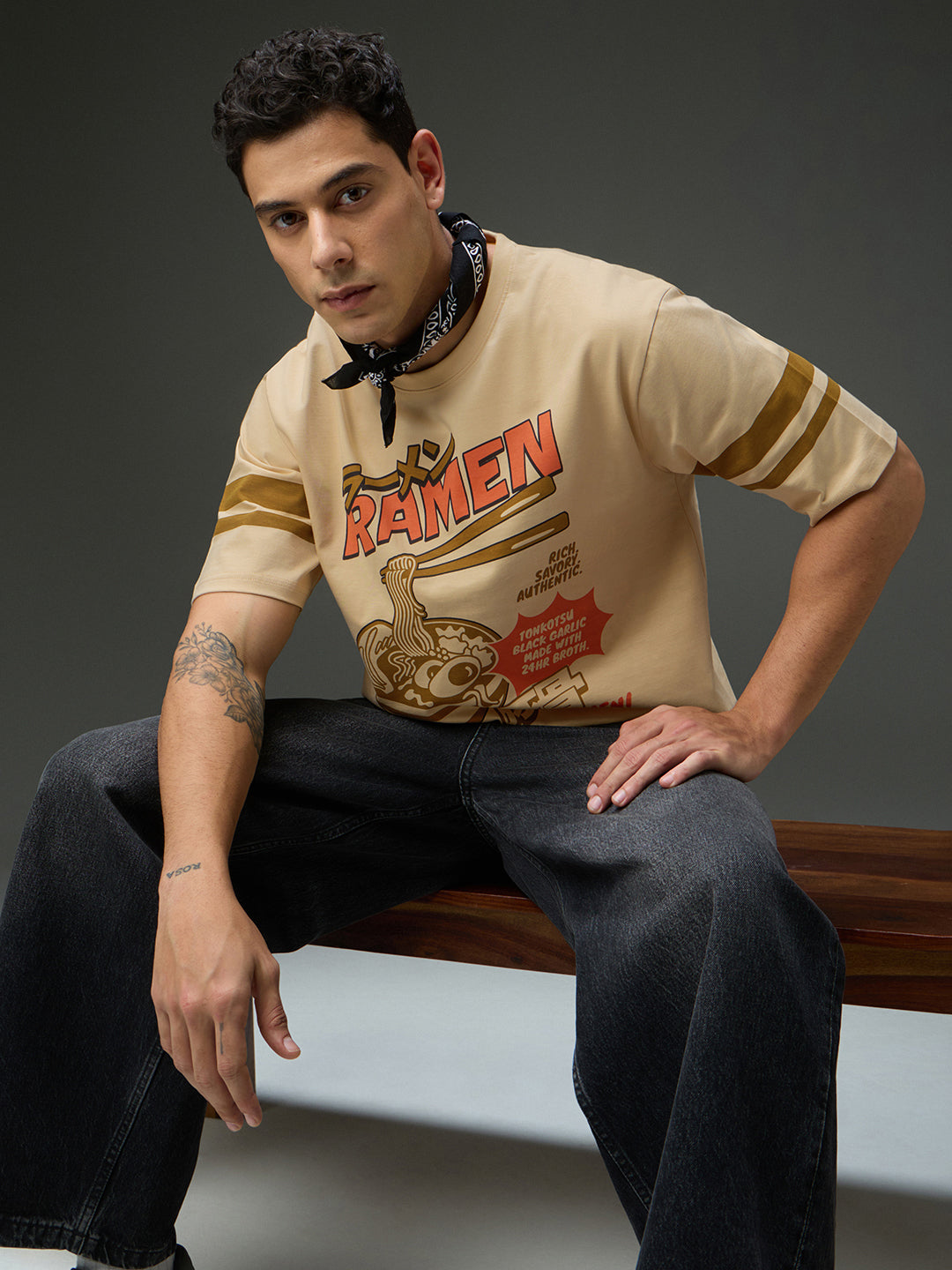 Mens Round Neck Half Sleeve Printed Oversized Fit Tshirt
