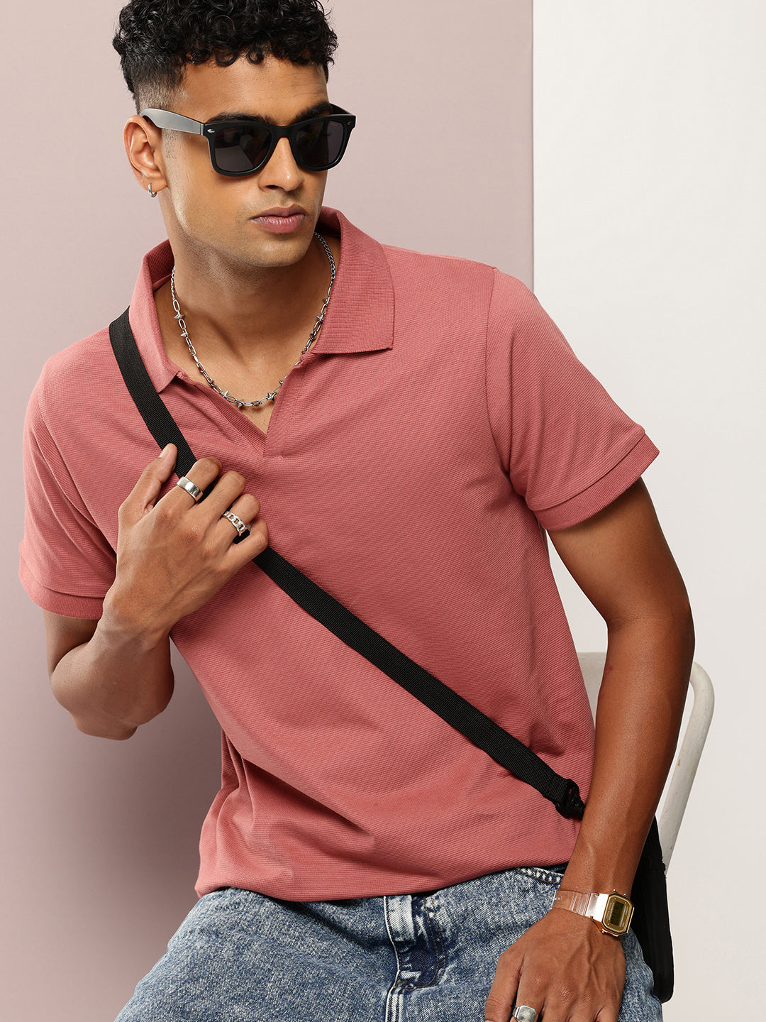 Mens Half Sleeve Polo Neck Solid Regular Fit Tshirts