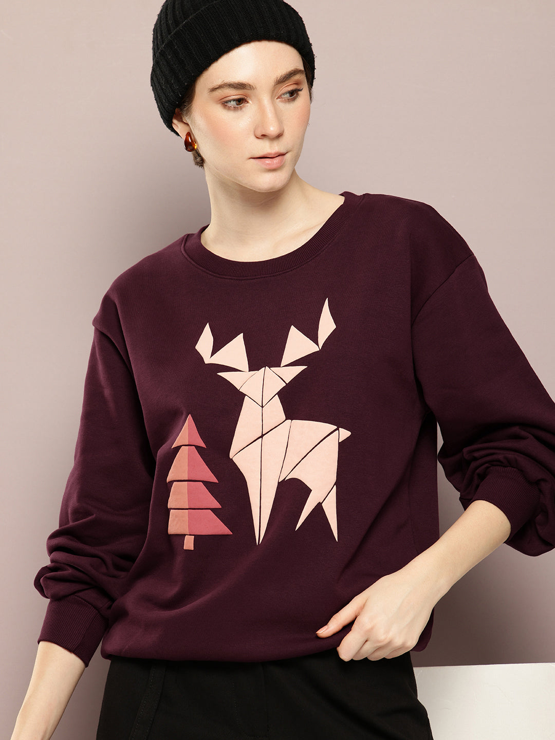Womens Oversized Puff Printed Sweatshirt