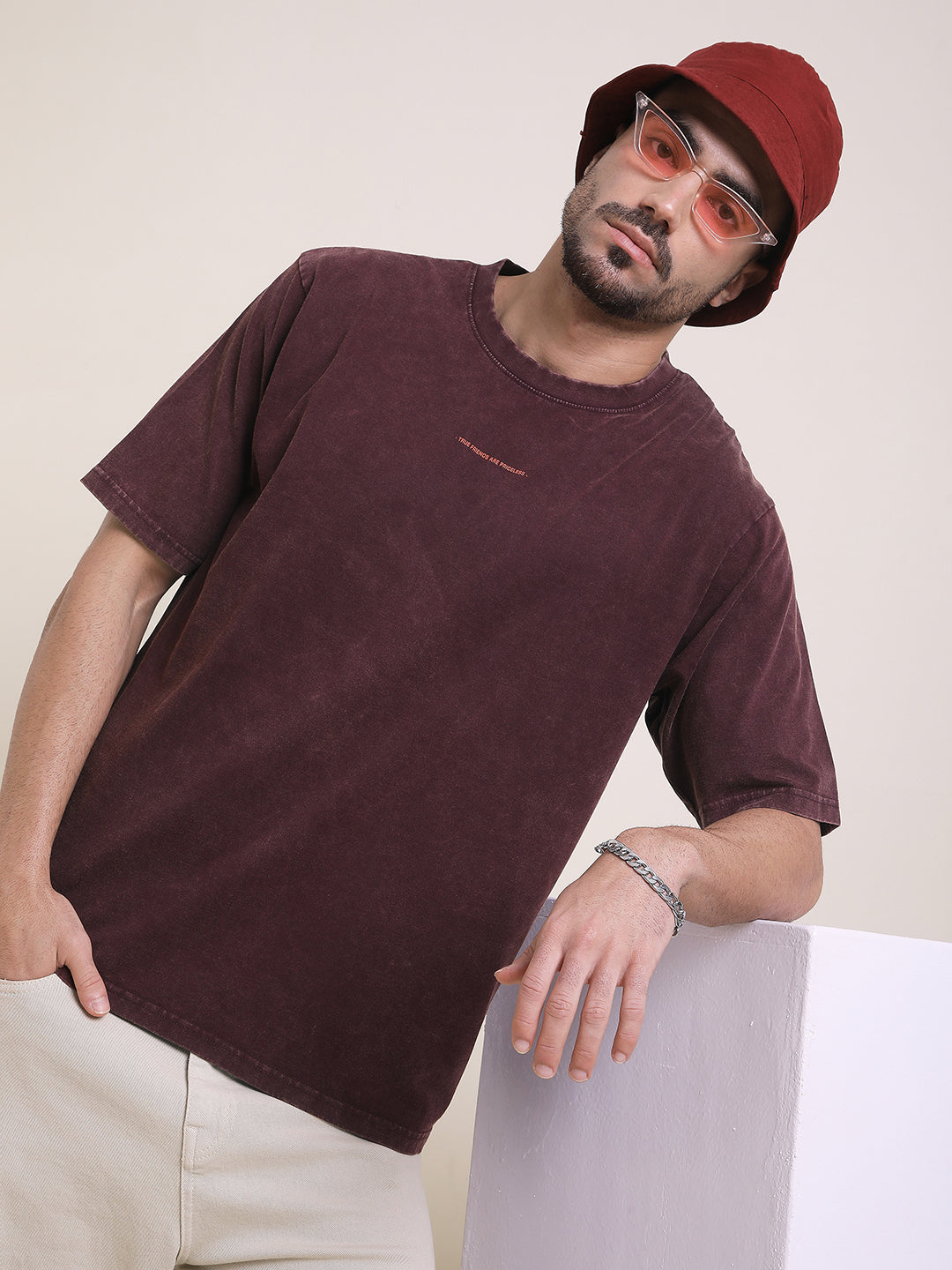 Mens Half Sleeve Round Neck Back Printed Oversized Fit Tshirts