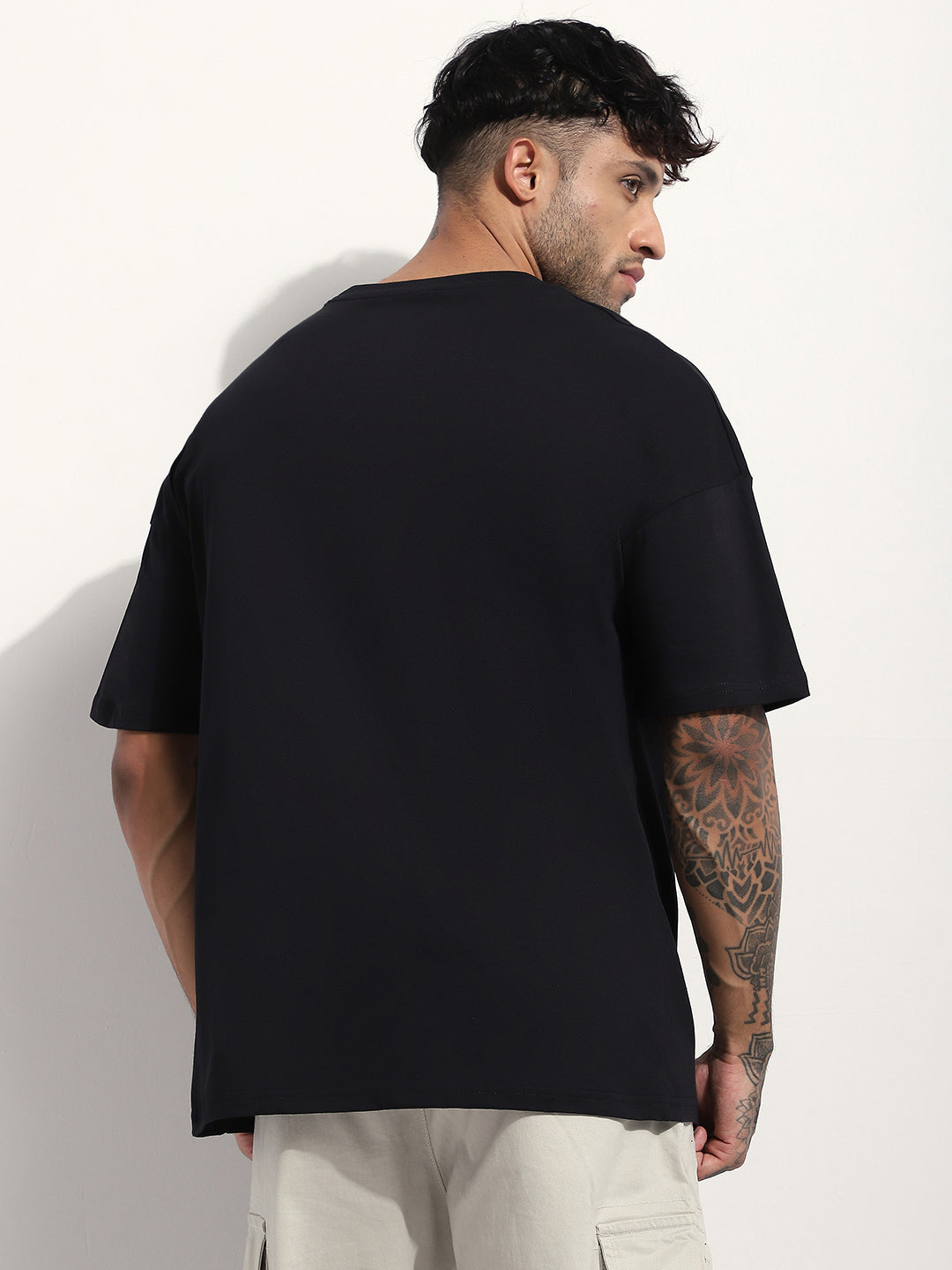 Mens Half Sleeve Drop Shoulder Printed Oversized Fit T-Shirts