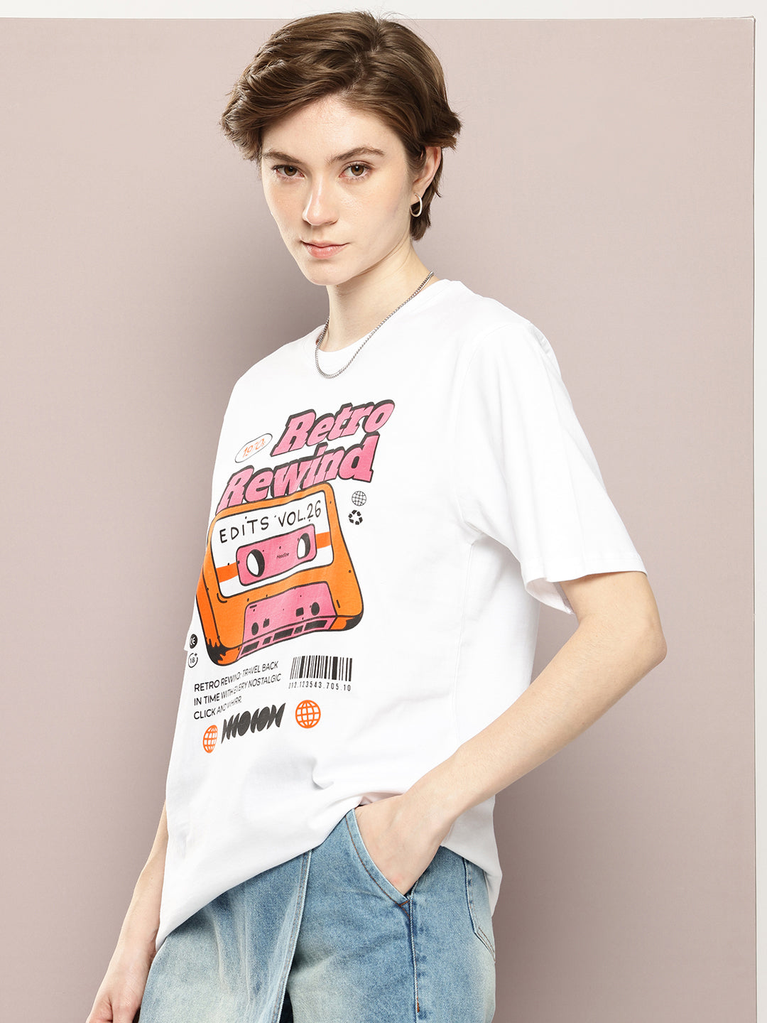 Womens Half Sleeve Round Neck Printed Oversized Fit Tshirts