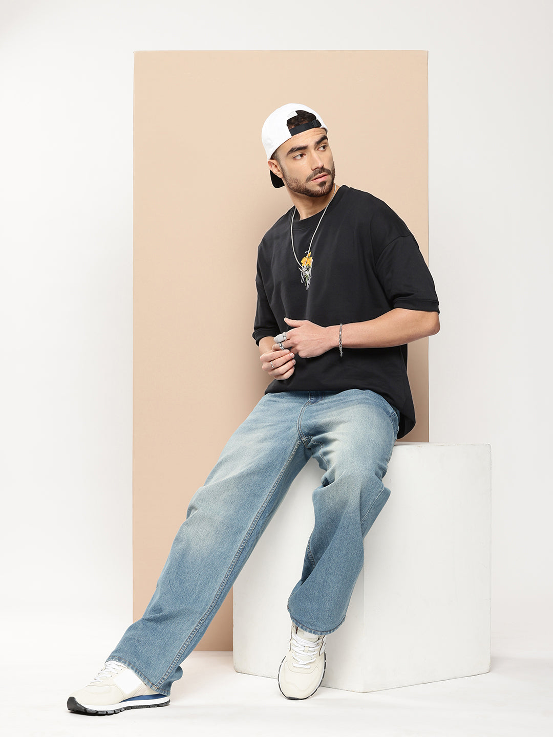 Mens Half Sleeve Round Neck Back Printed Oversized Fit Tshirts