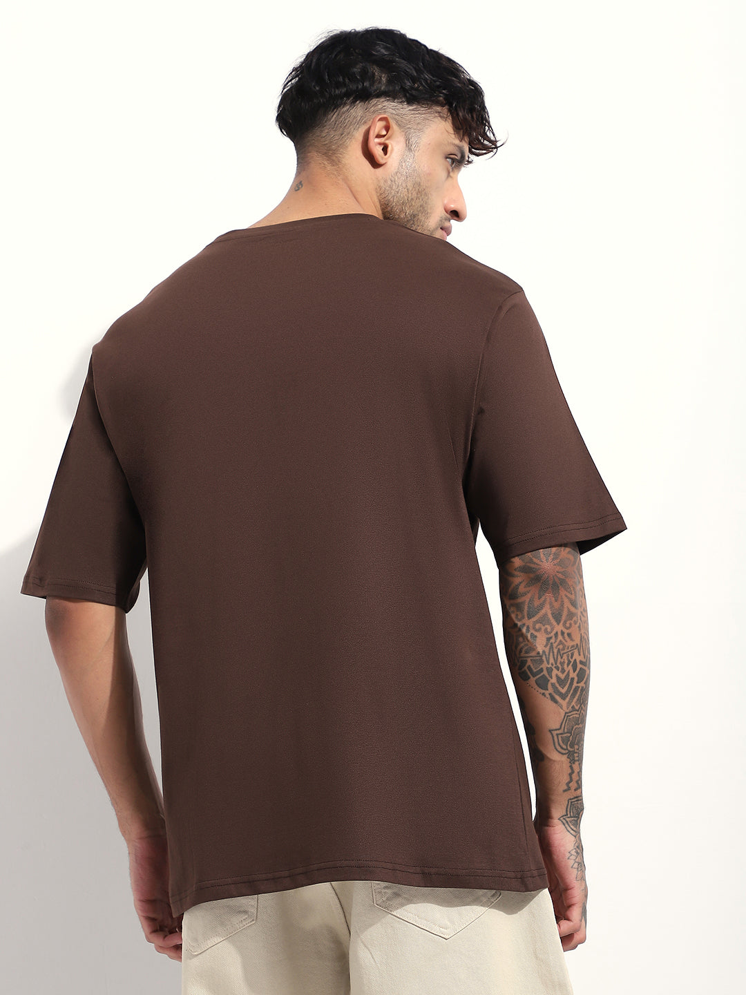 Mens Half Sleeve Round Neck Embroidered Oversized Fit Tshirts
