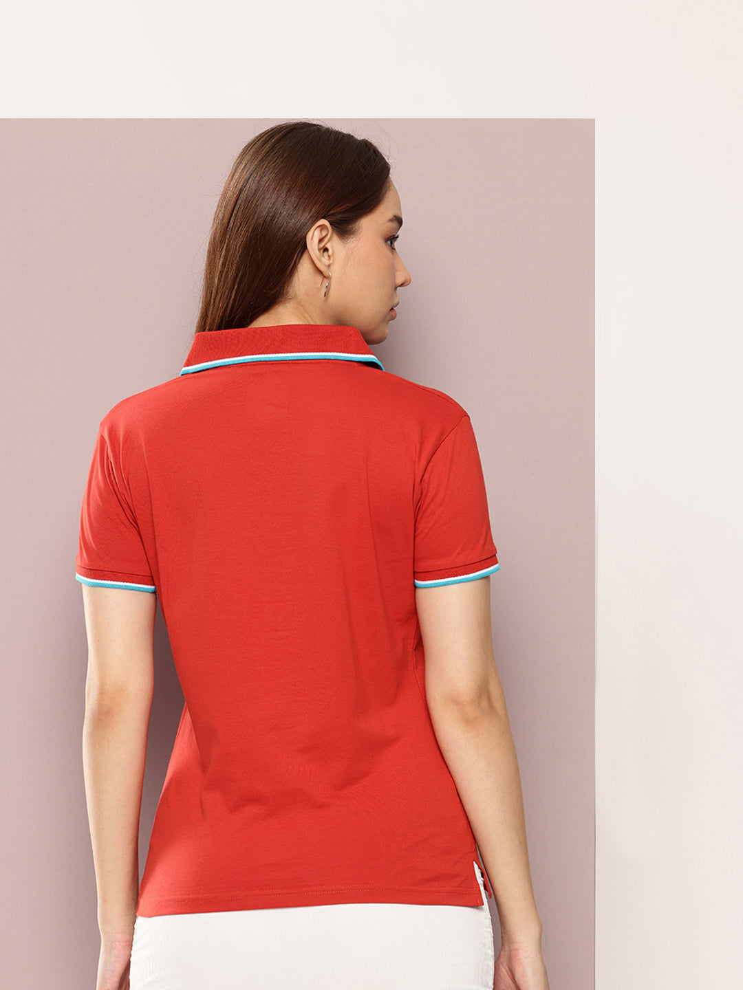 Womens Half Sleeve Polo Neck Embroidered Regular Fit Tshirts