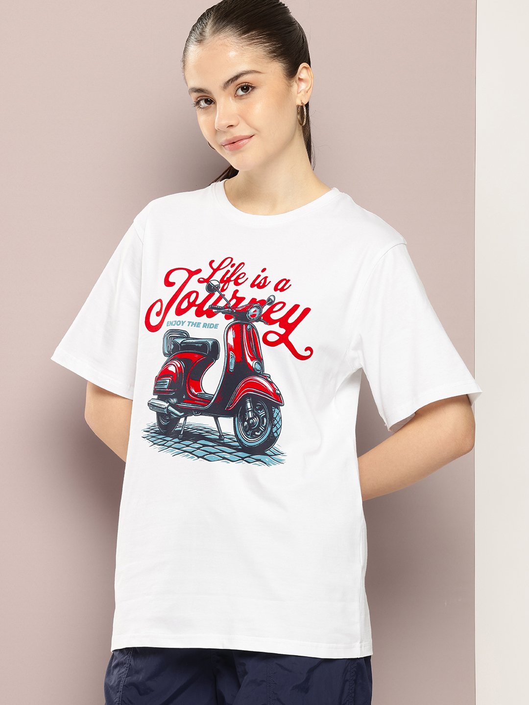 Womens Half Sleeve Round Neck Oversized Fit T-Shirts