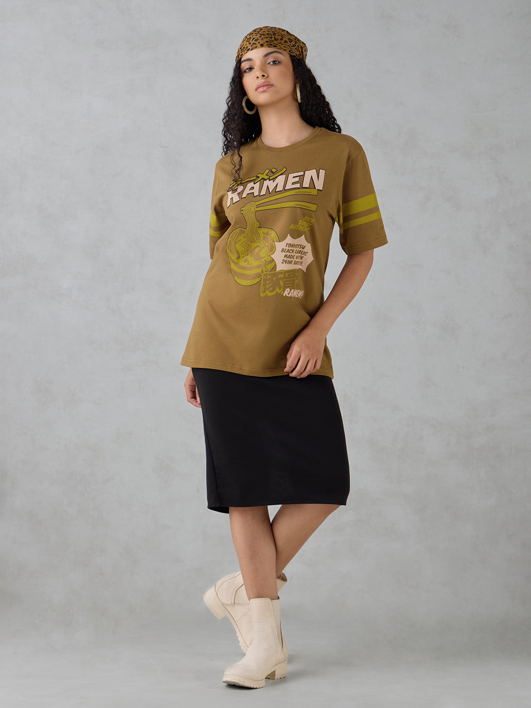 Womens Half Sleeve Printed Oversized Fit Tshirt