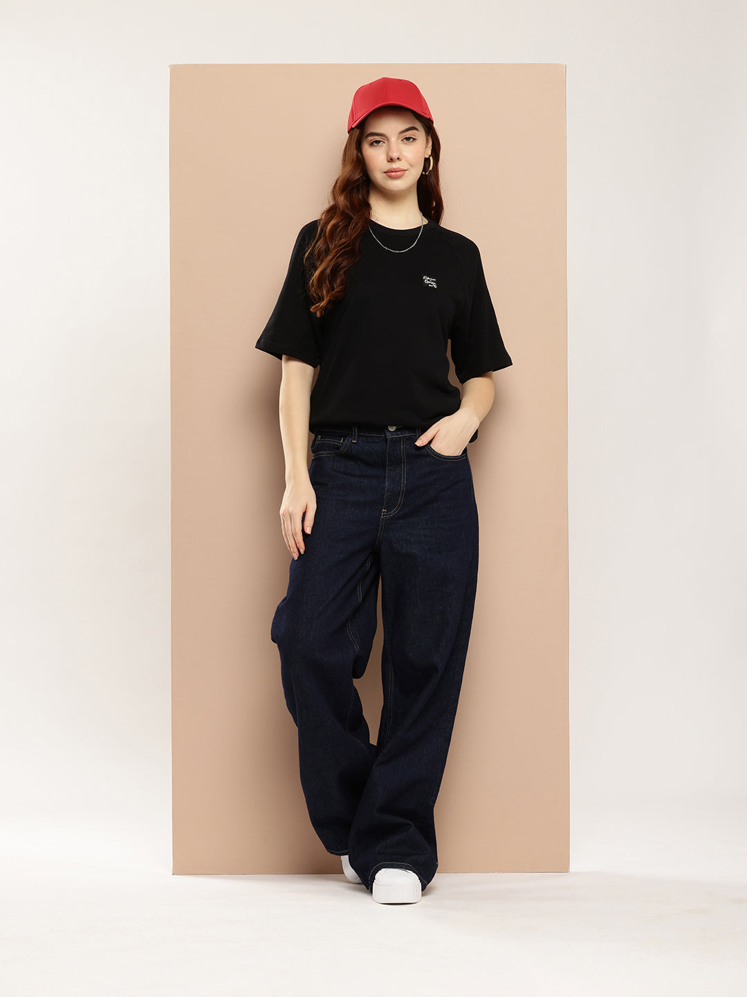 Womens Half Sleeve Round Neck Solid Oversized Fit Tshirts