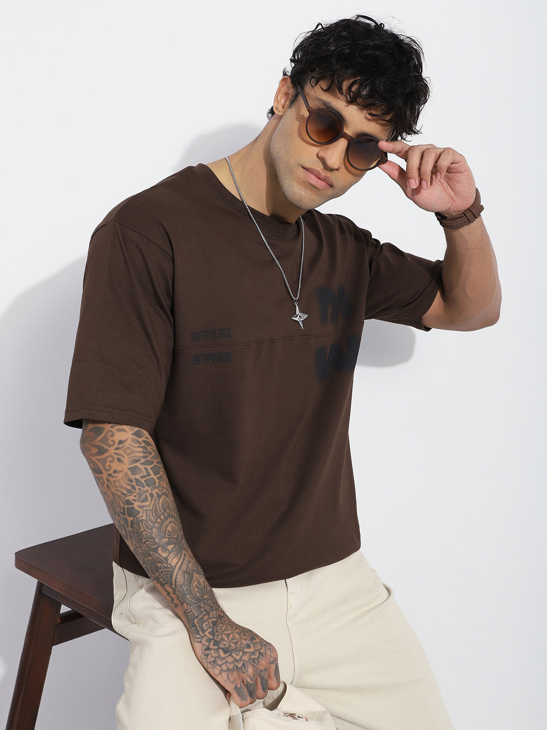 Mens Half Sleeve Round Neck Striped Oversized Fit Tshirts