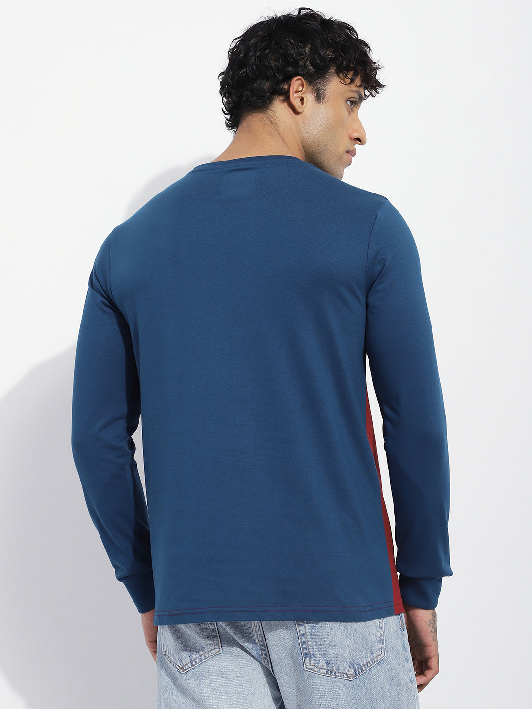 Mens Full Sleeve Round Neck Embroidered Regular Fit Tshirts