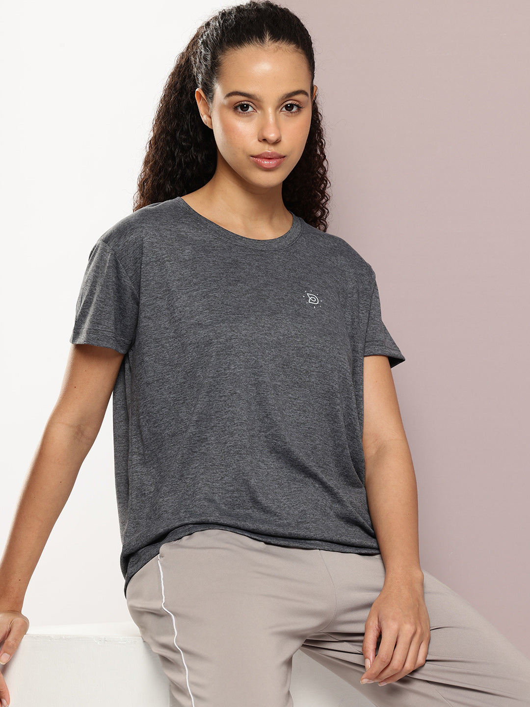 Womens Half Sleeve Round Neck Solid Boxy Fit Tshirts