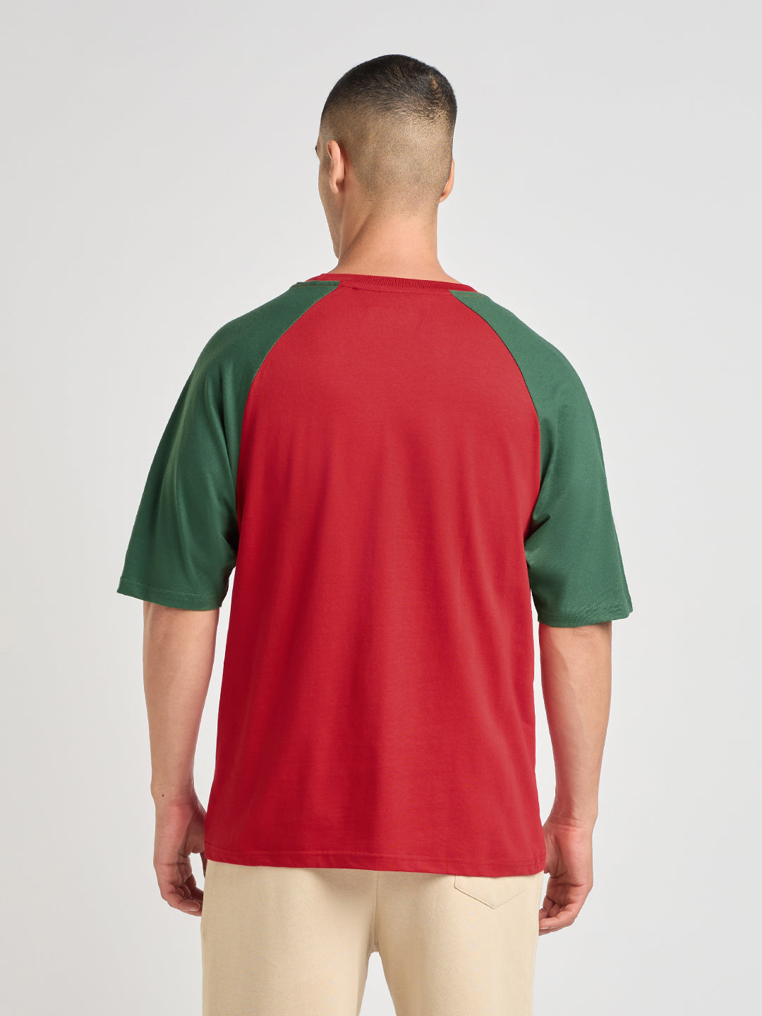 Mens Solid Oversized Raglan Sleeve Round Neck Tshirt