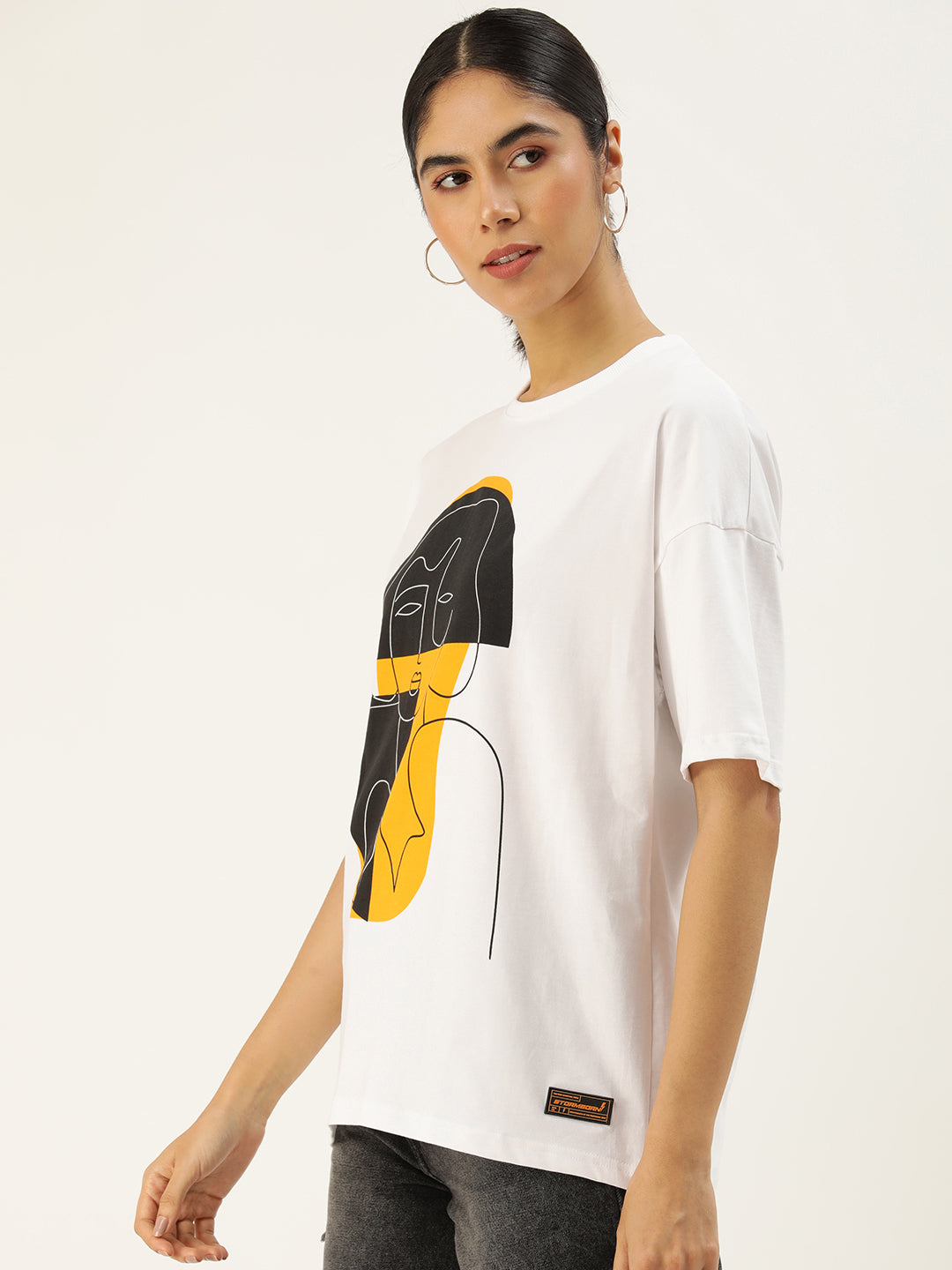 Womens Half Sleeve Drop Shoulder Printed Oversized Fit T-Shirts