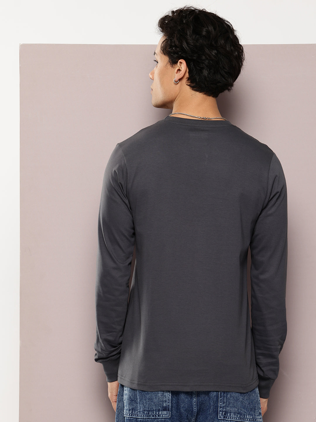 Mens Full Sleeve Round Neck Solid Regular Fit Tshirts