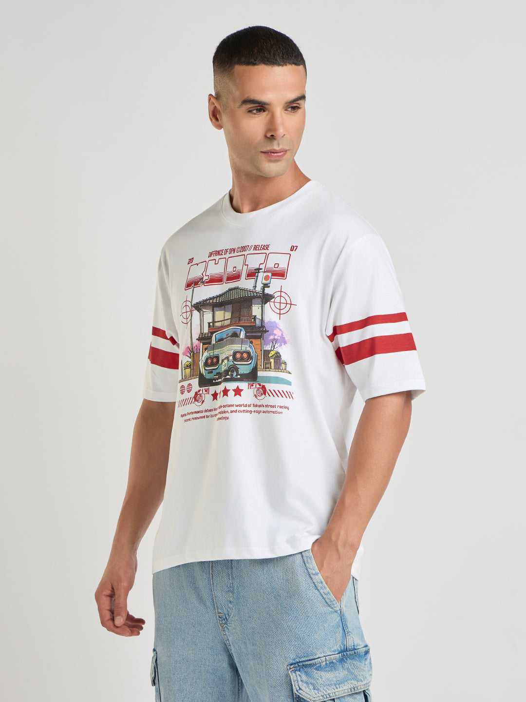 Mens Printed Oversized Cotton Round Neck Tshirt