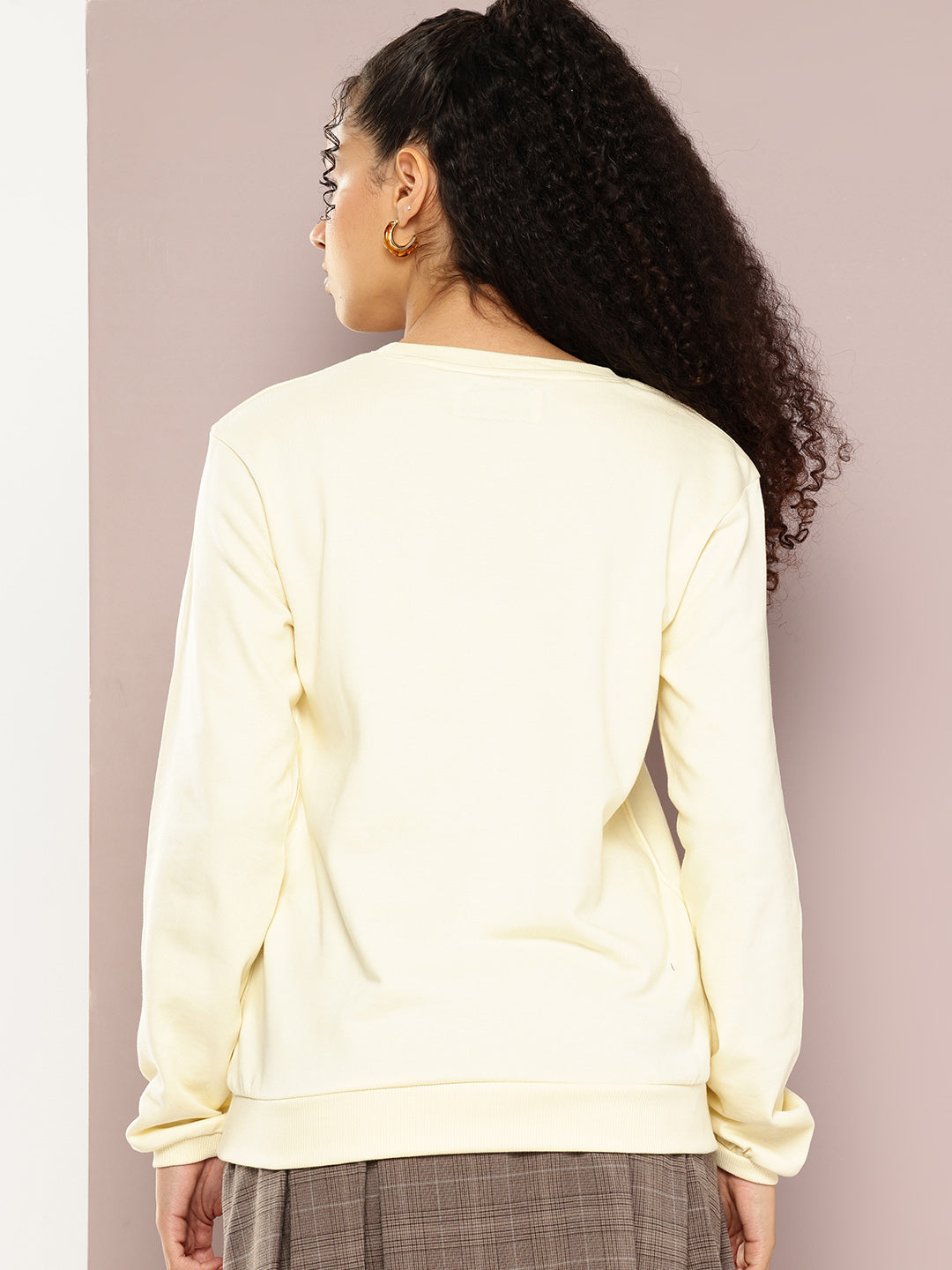 Womens Full Sleeve Round Neck Solid Relaxed Fit Tshirts