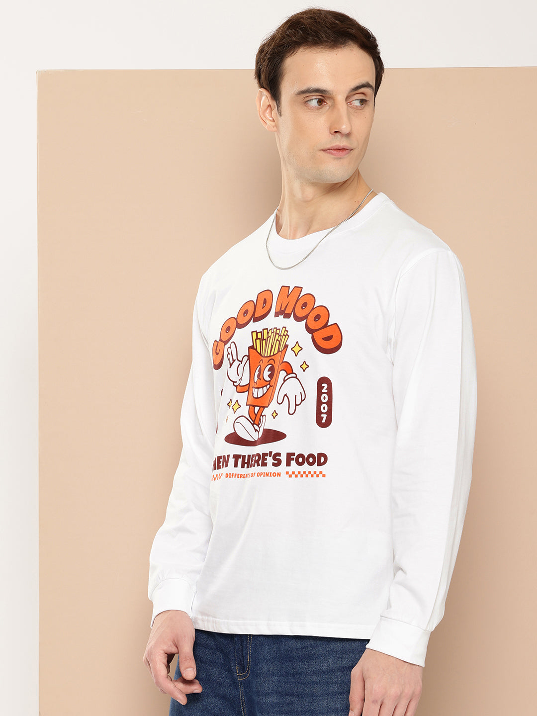 Mens Full Sleeve Round Neck Printed Oversized Fit Tshirts