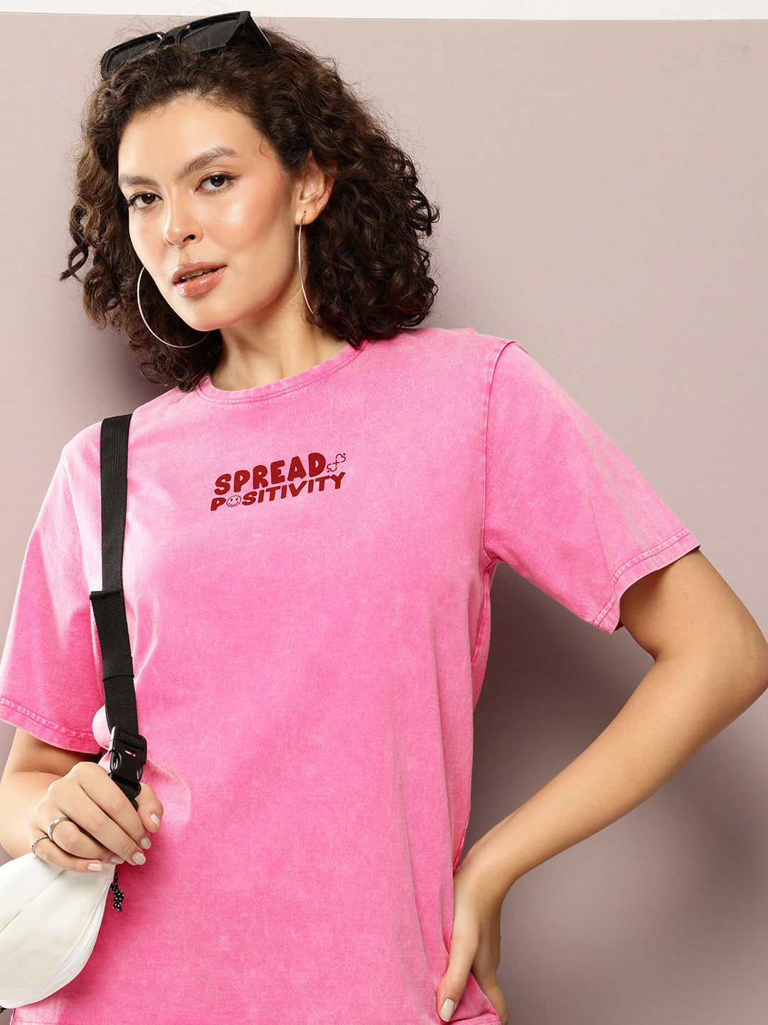 Womens Half Sleeve Round Neck Printed Oversized Fit Tshirts