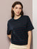 Womens Half Sleeve Round Neck Striped Oversized Fit Tshirts