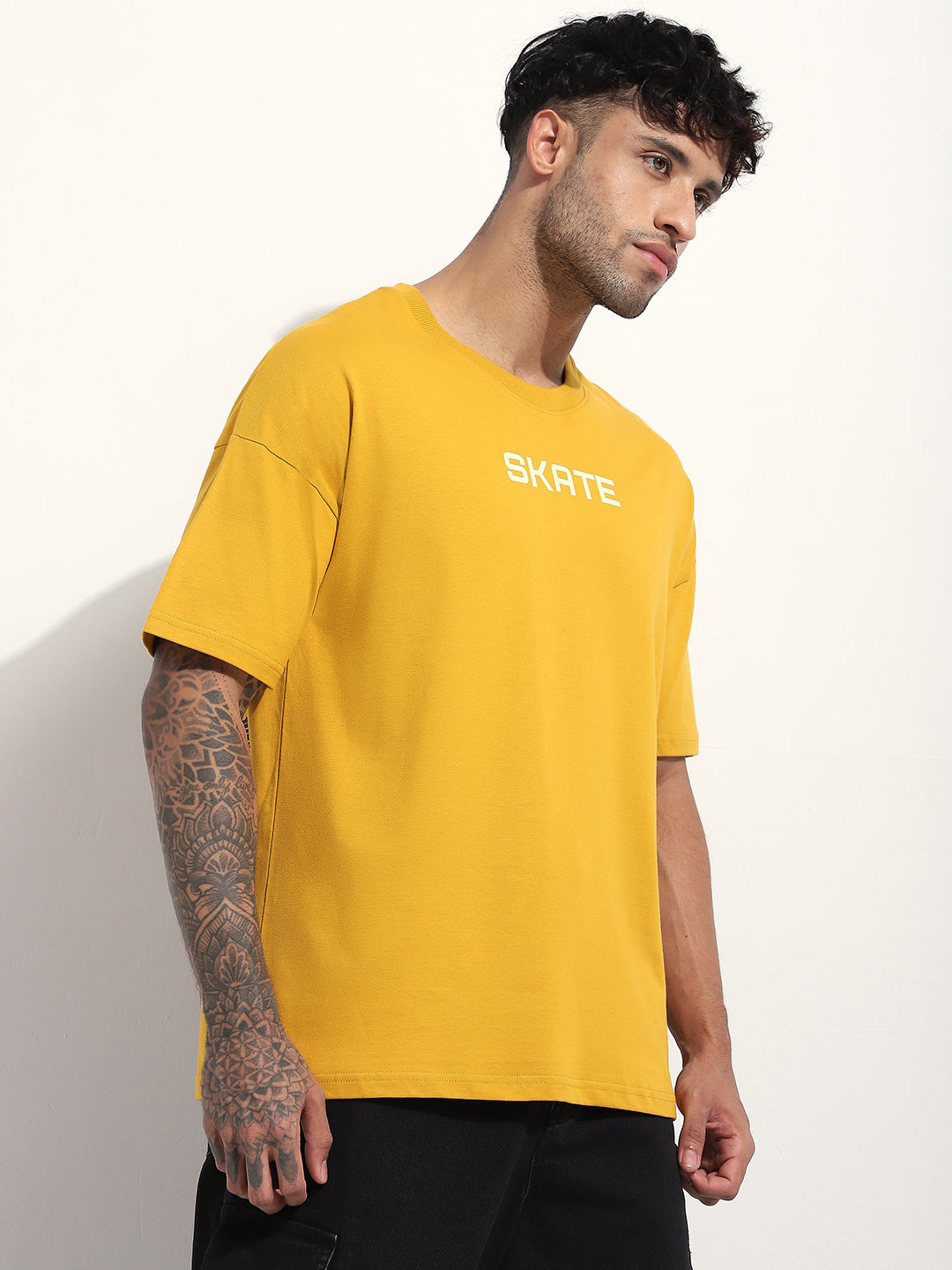 Mens Half Sleeve Drop Shoulder Printed Oversized Fit T-Shirts
