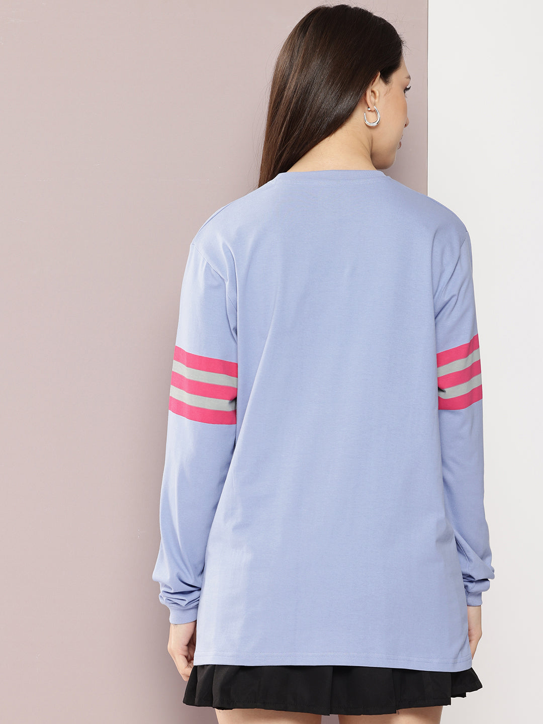 Womens Full Sleeve Round Neck Printed Oversized Fit Tshirts