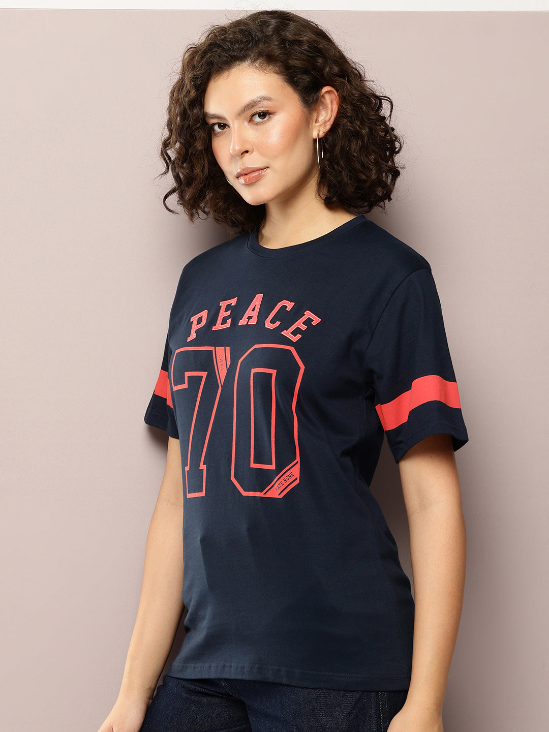 Womens Half Sleeve Round Neck Printed Oversized Fit Tshirts