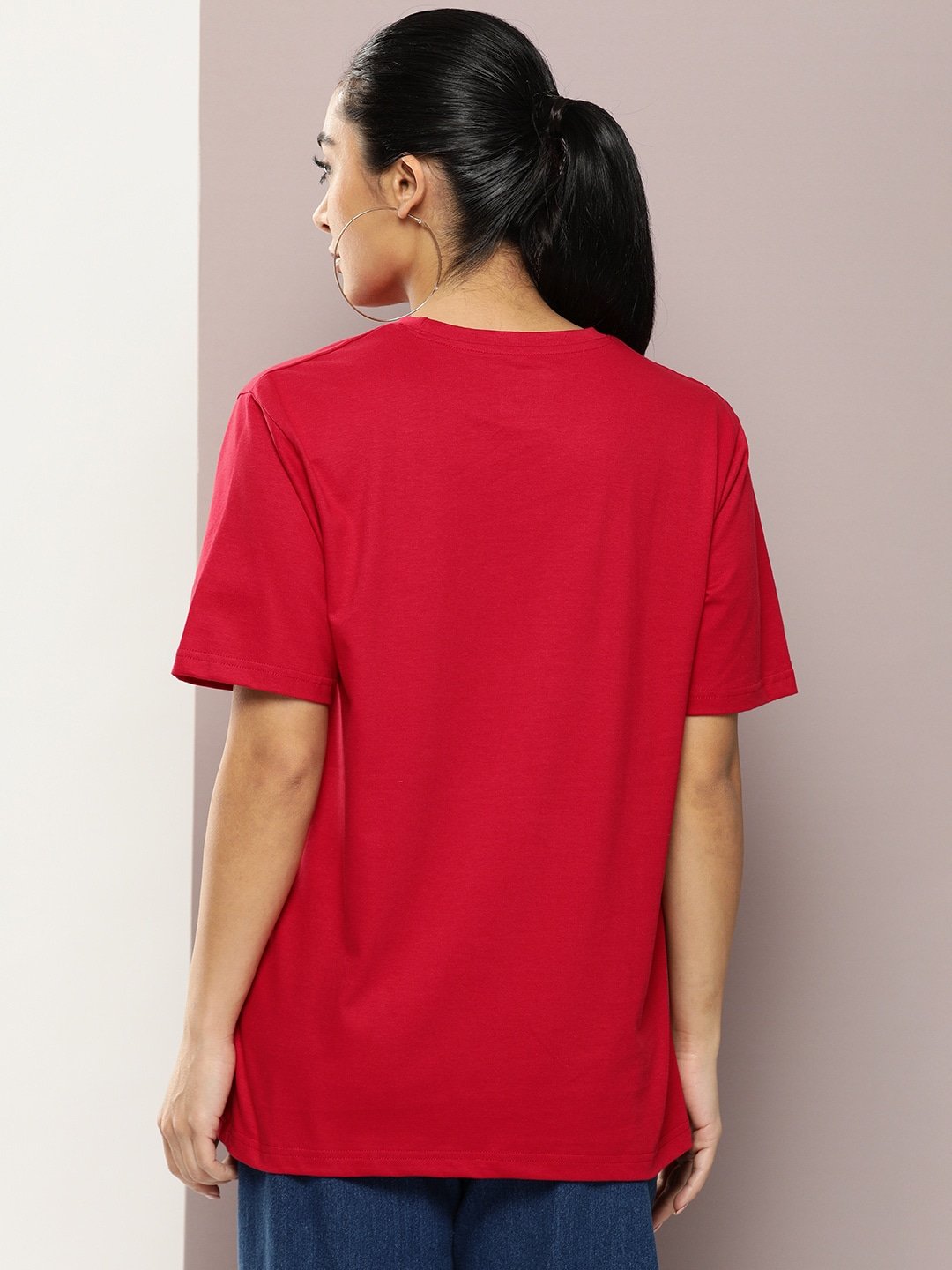 Womens Short Sleeve Round Neck Oversized Fit T-Shirt