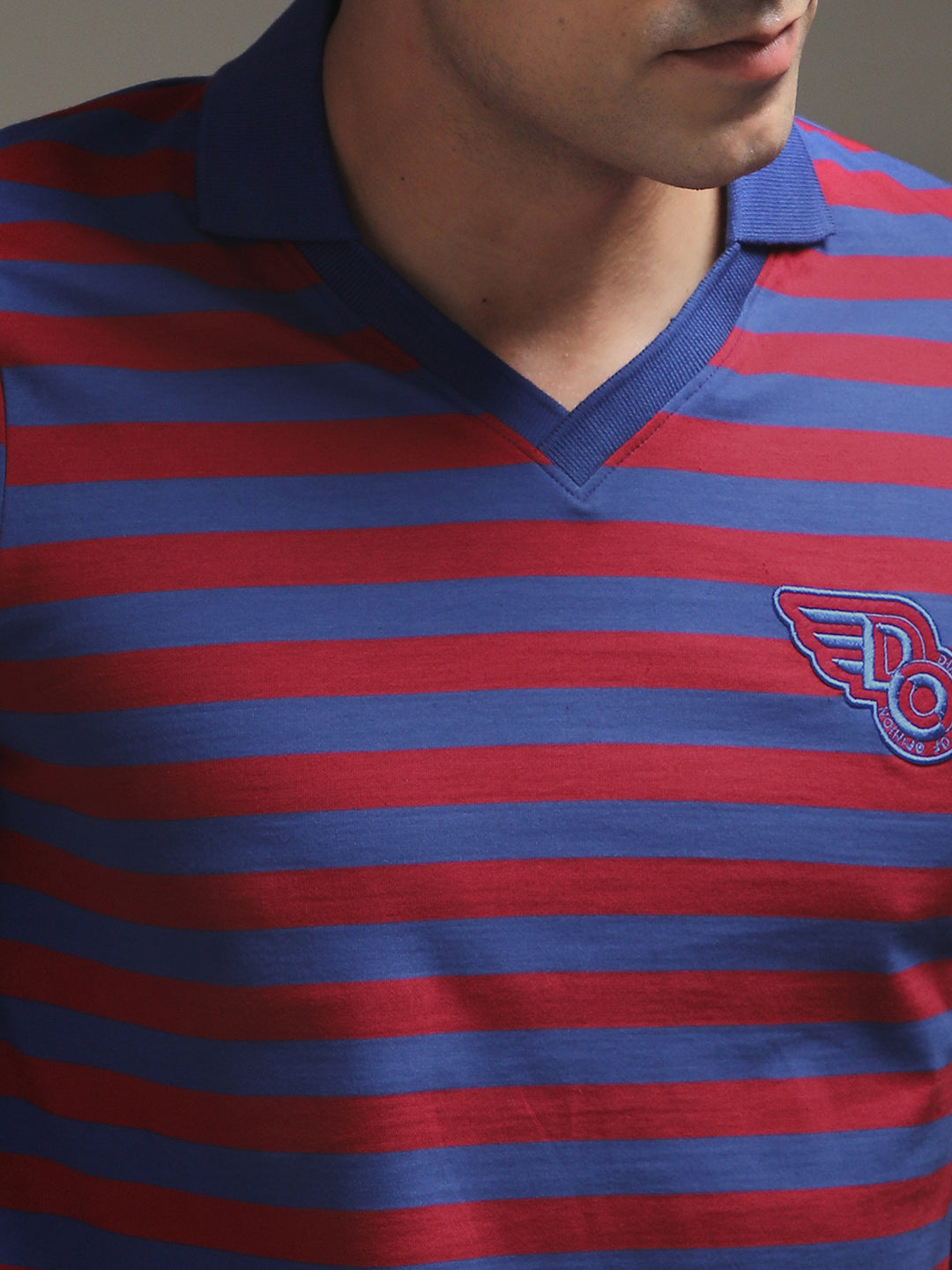 Mens Full Sleeve Polo Neck Striped Regular Fit Tshirts