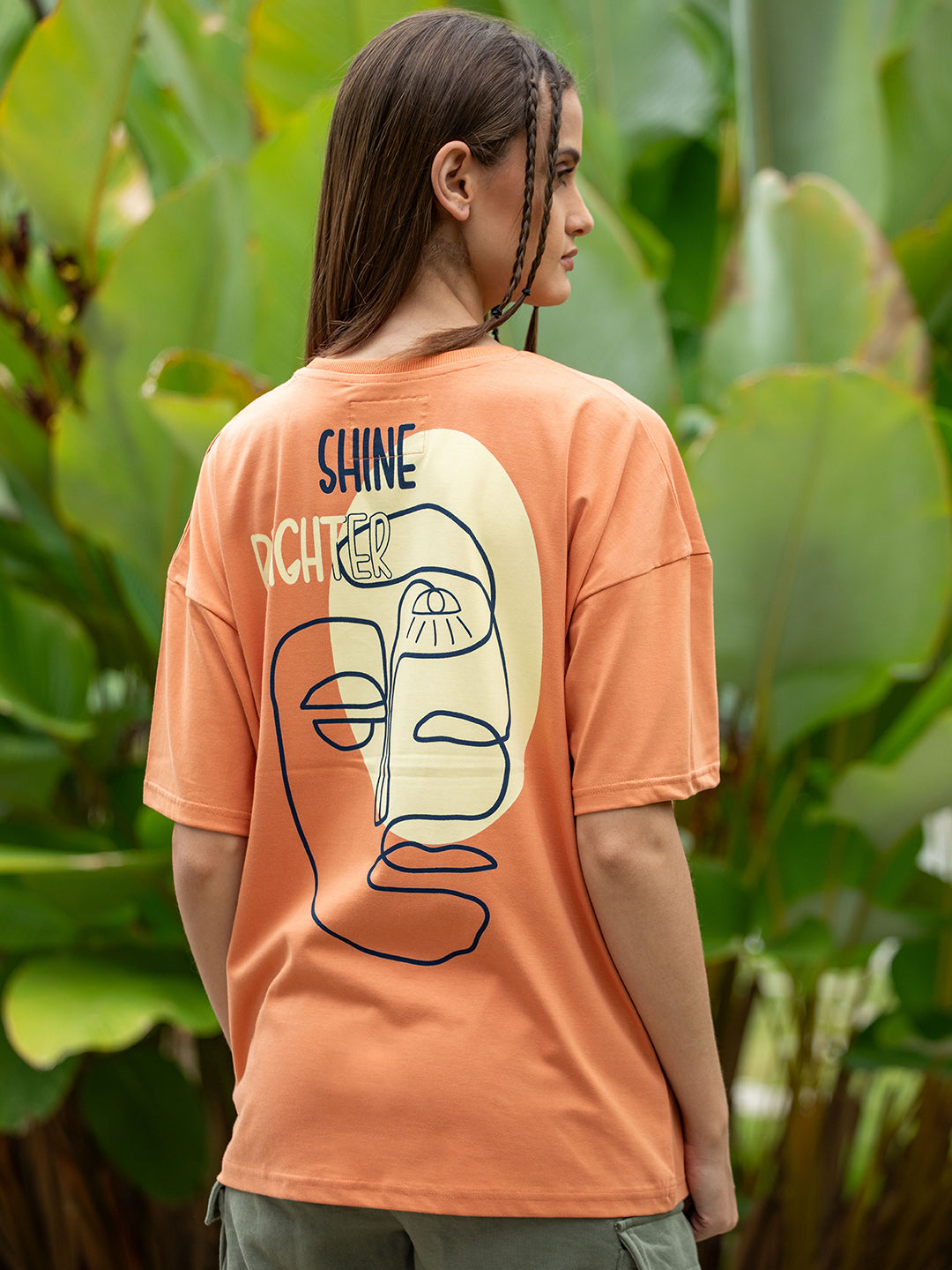 Womens Half Sleeve Drop Shoulder Printed Oversized Fit T-Shirts