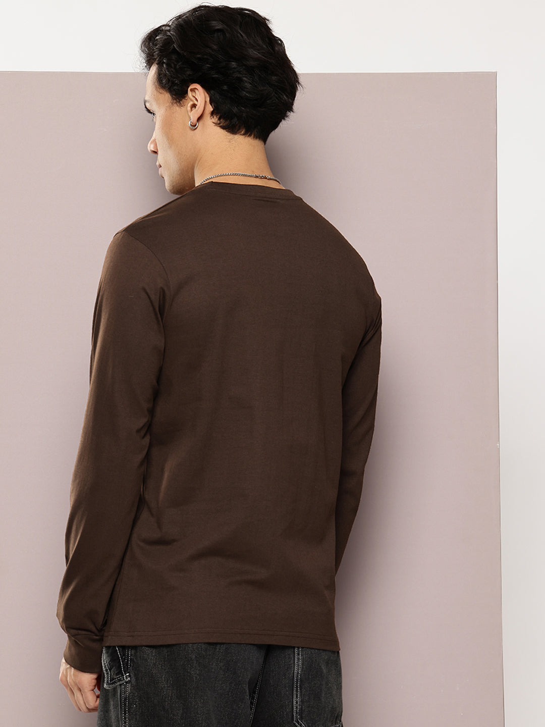 Mens Full Sleeve Round Neck Solid Regular Fit Tshirts