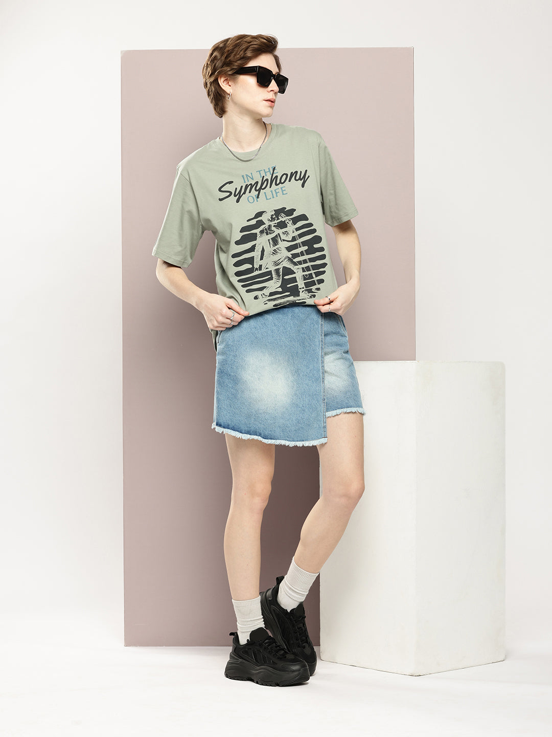 Womens Half Sleeve Round Neck Printed Oversized Fit Tshirts