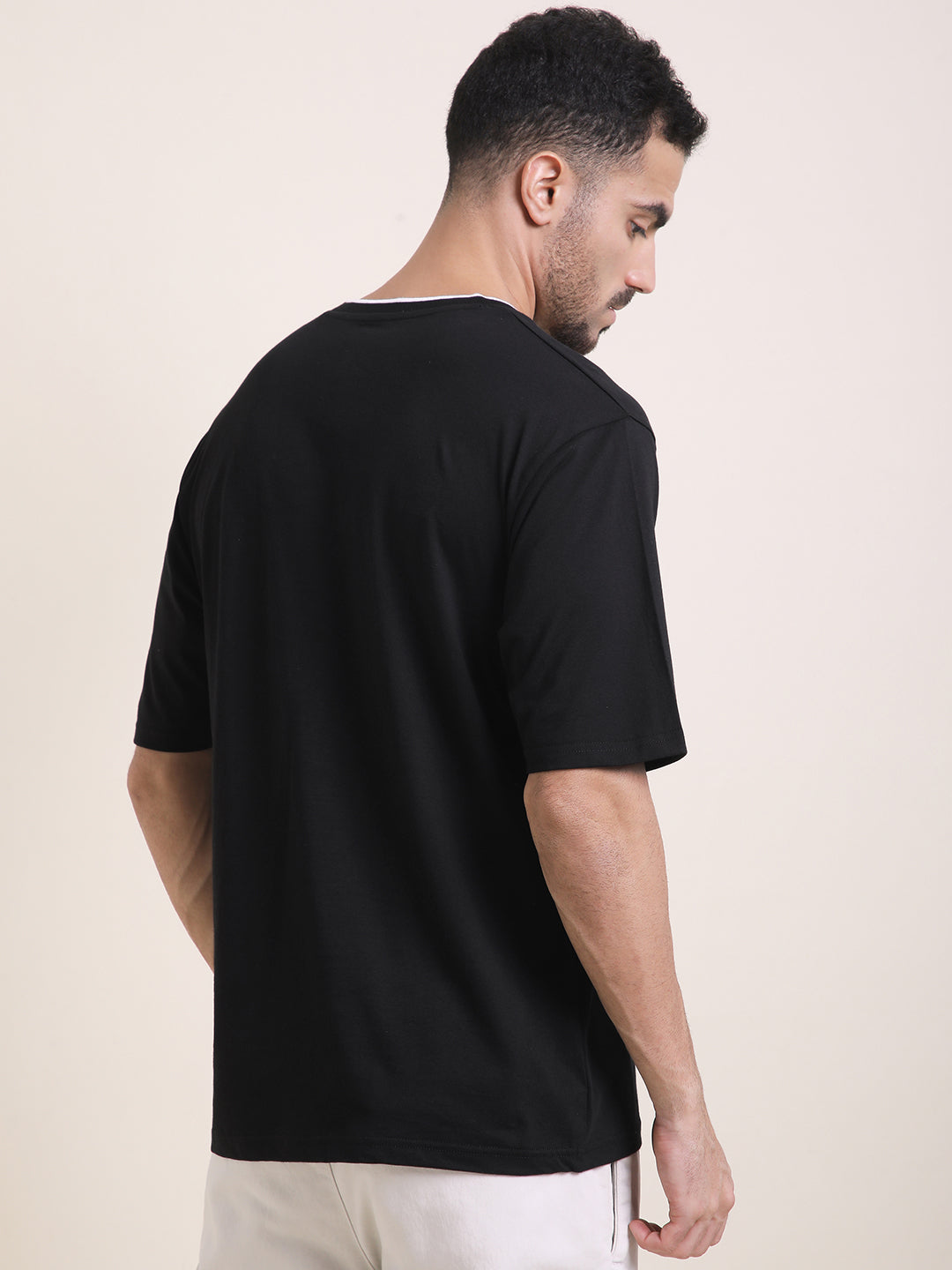 Mens Half Sleeve V-Neck Printed Oversized Fit Tshirts
