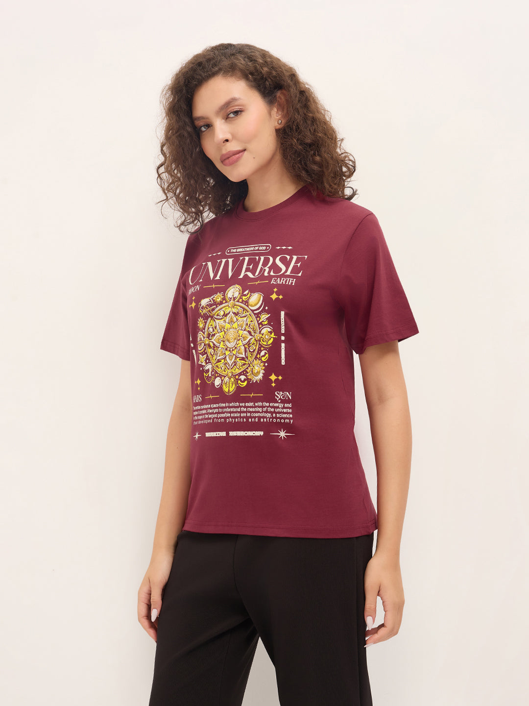 Womens Half Sleeve Round Neck Printed Oversized Fit Tshirts
