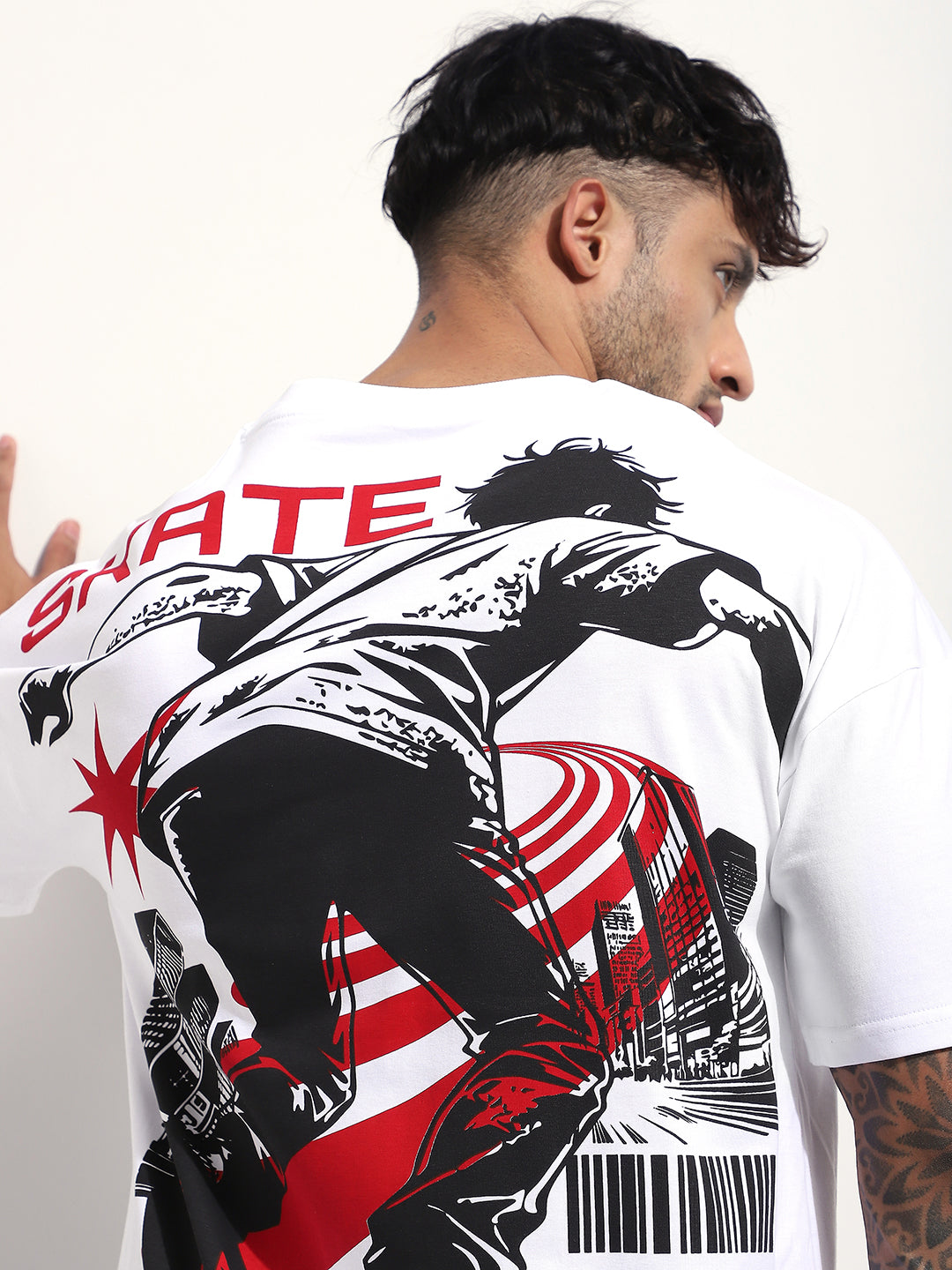 Mens Half Sleeve Drop Shoulder Printed Oversized Fit T-Shirts