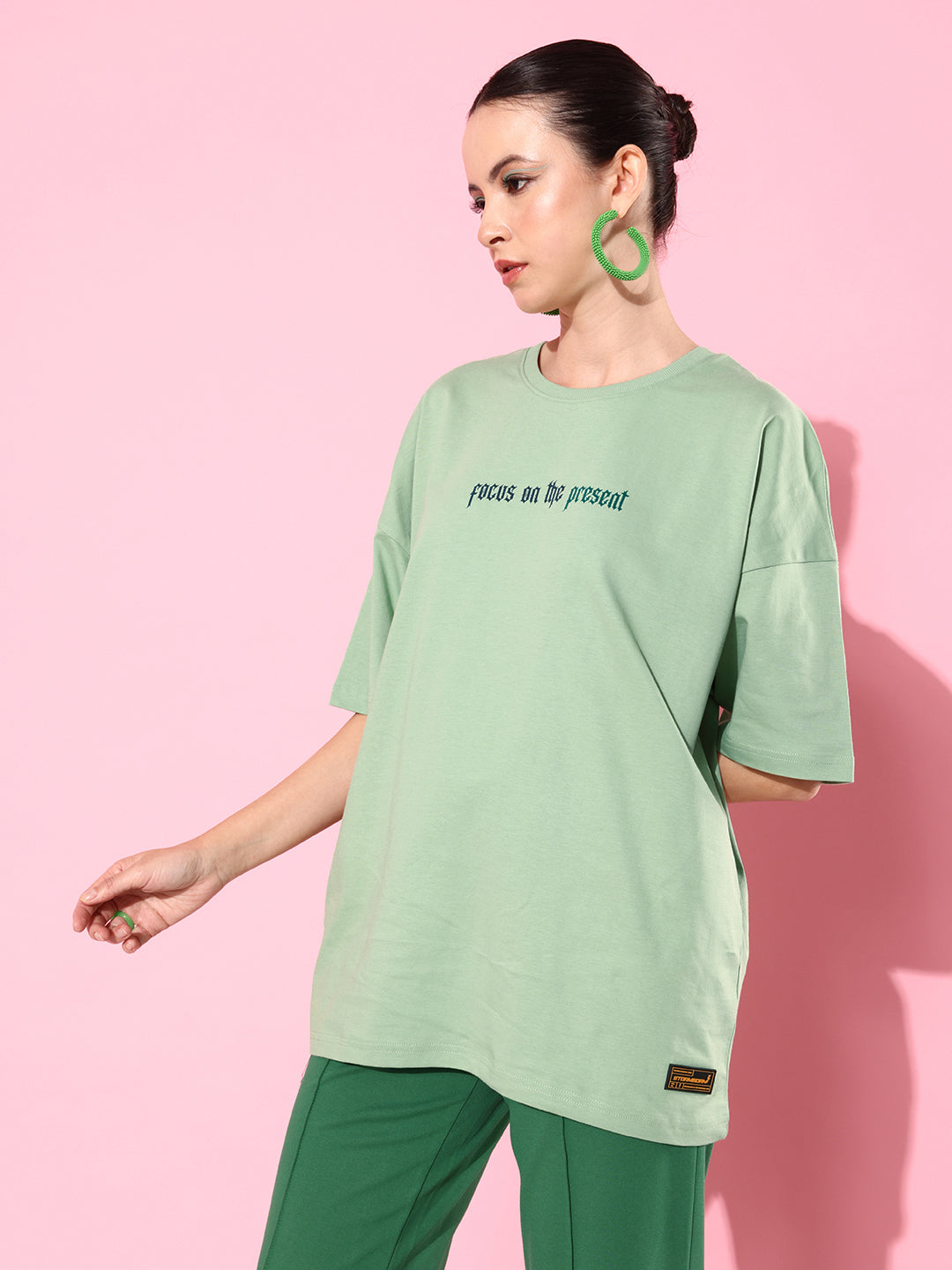 Womens Half Sleeve Drop Shoulder Printed Oversized Fit T-Shirts
