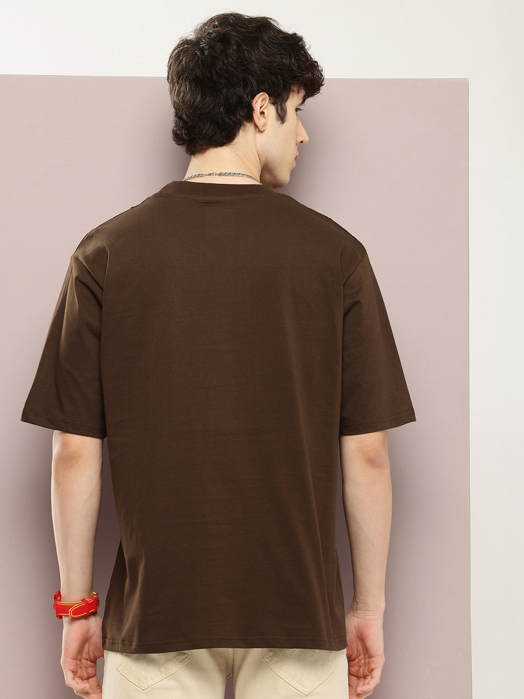 Mens Half Sleeve Round Neck Solid Oversized Fit Tshirts