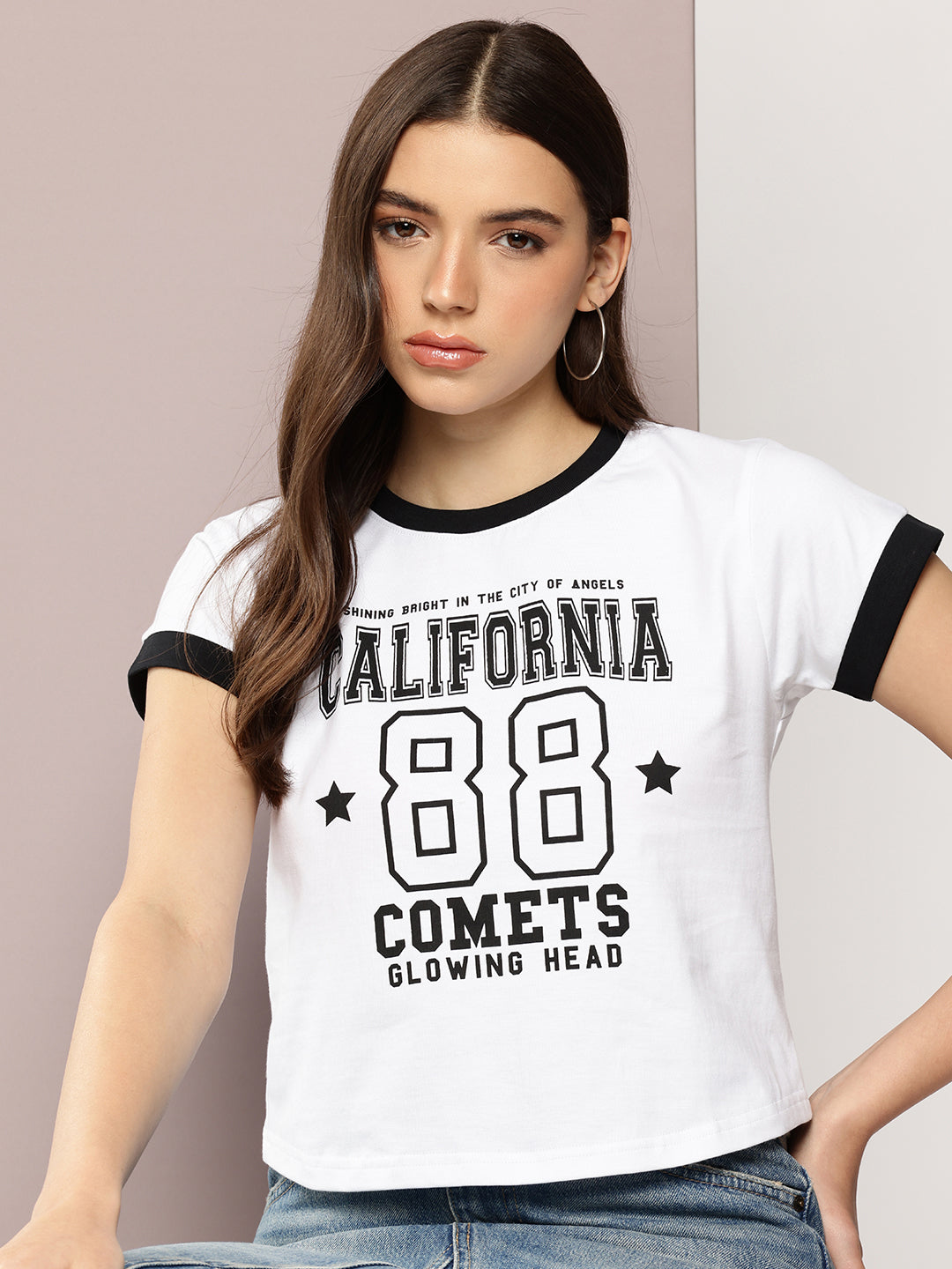 Womens Half Sleeve Round Neck Printed Regular Fit Tshirts