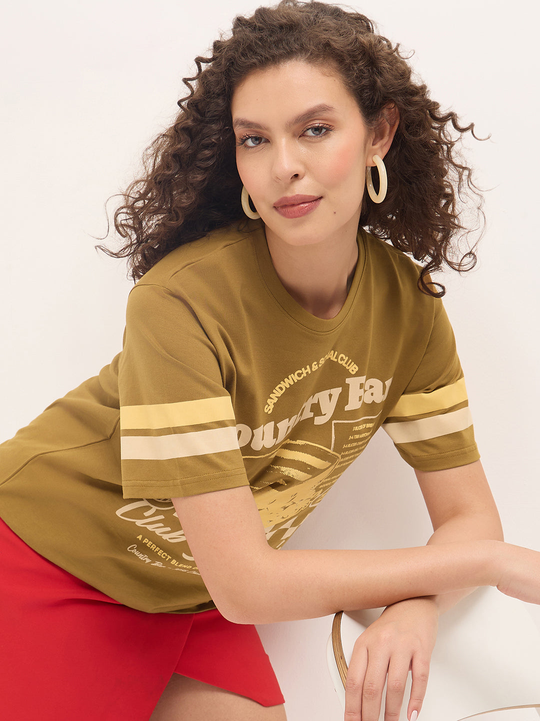 Womens Half Sleeve Round Neck Printed Oversized Fit Tshirts