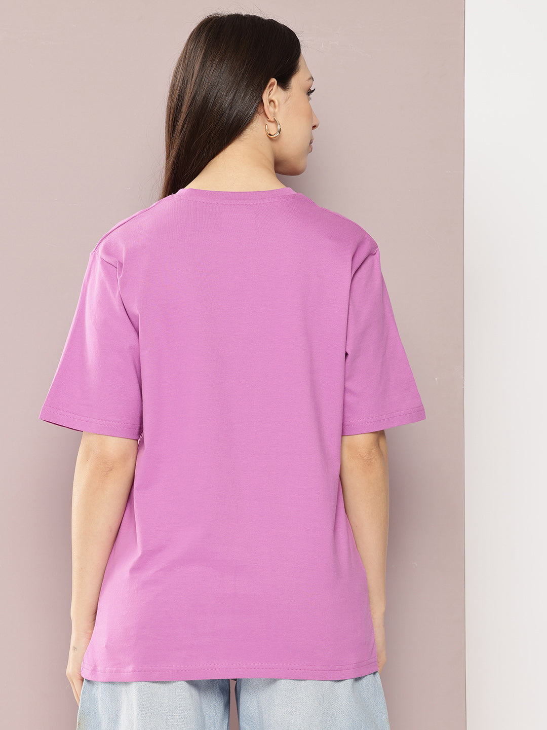 Womens Half Sleeve Round Neck Solid Oversized Fit Tshirts