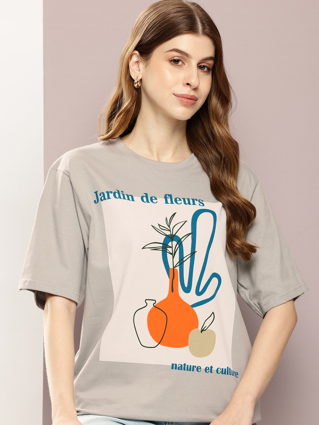 Womens Half Sleeve Round Neck Oversized Fit T-Shirts