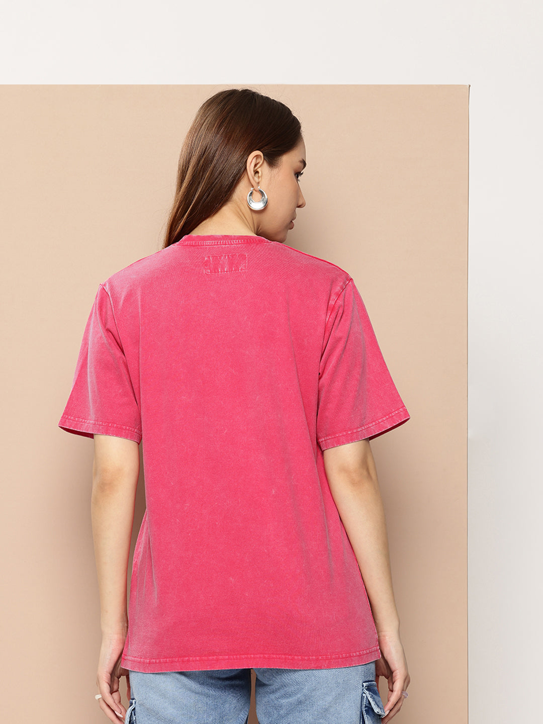 Womens Half Sleeve Round Neck Printed Oversized Fit Tshirts