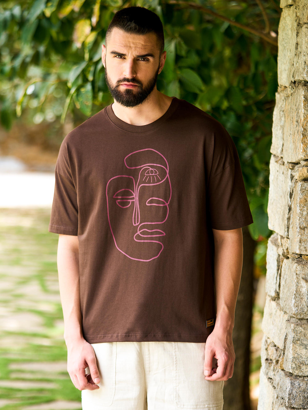 Mens Half Sleeve Drop Shoulder Printed Oversized Fit T-Shirts