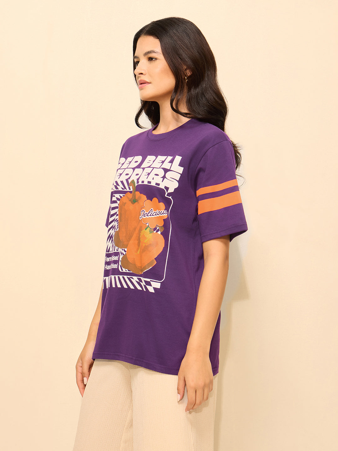 Womens Printed Oversized Cotton T-Shirt