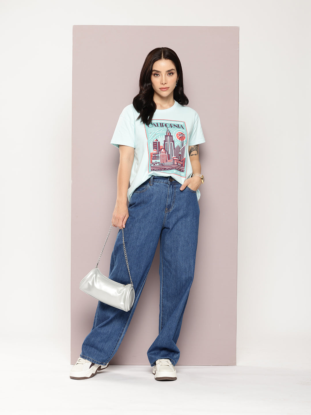 Womens Half Sleeve Round Neck Printed Boxy Fit Tshirts