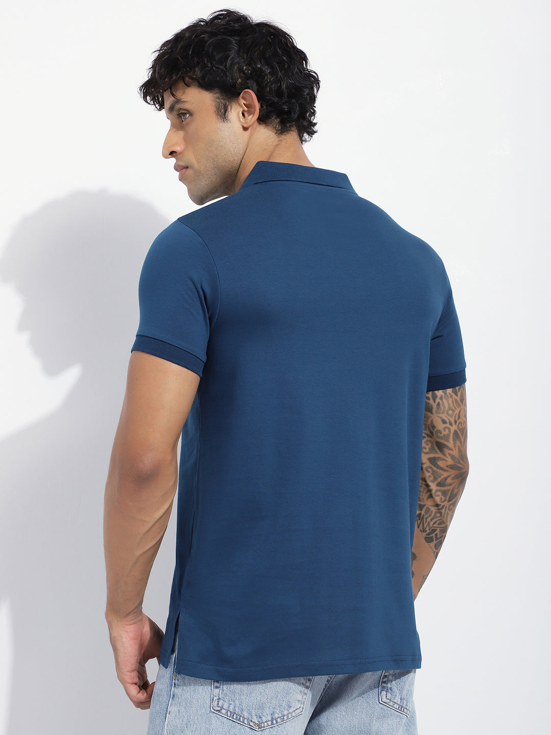 Mens Half Sleeve Polo Neck Solid Regular Fit Tshirts