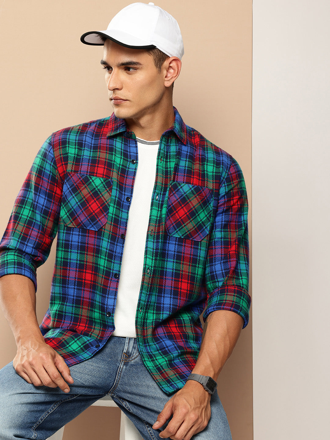 Men Checked Full Sleeve Casual Shirt With Pocket