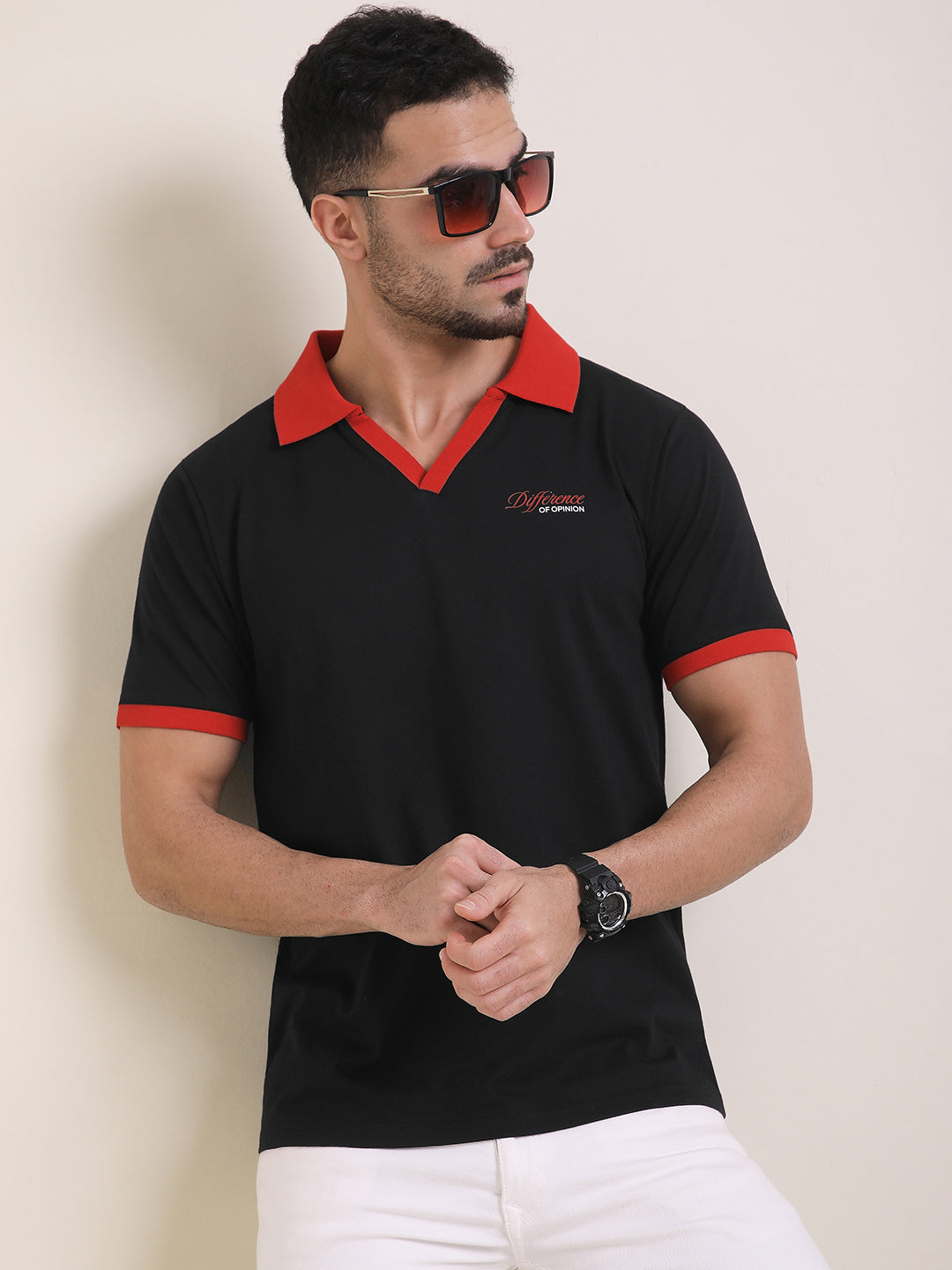 Mens Half Sleeve Polo Neck Back Printed Relaxed Fit Tshirts