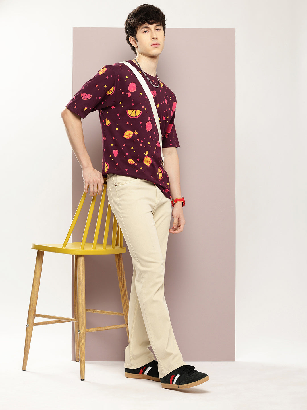 Mens Half Sleeve Round Neck All-Over Printed Oversized Fit Tshirts