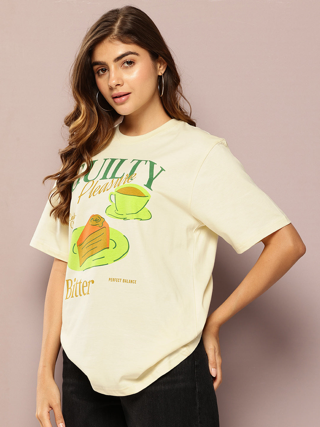 Womens Short Sleeve Printed Oversized Fit Tshirt